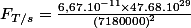 F_{T/s} =\frac{6,67.10^{-11}\times47.68.10^{29} } {\left(7180000\right)^{2}} 